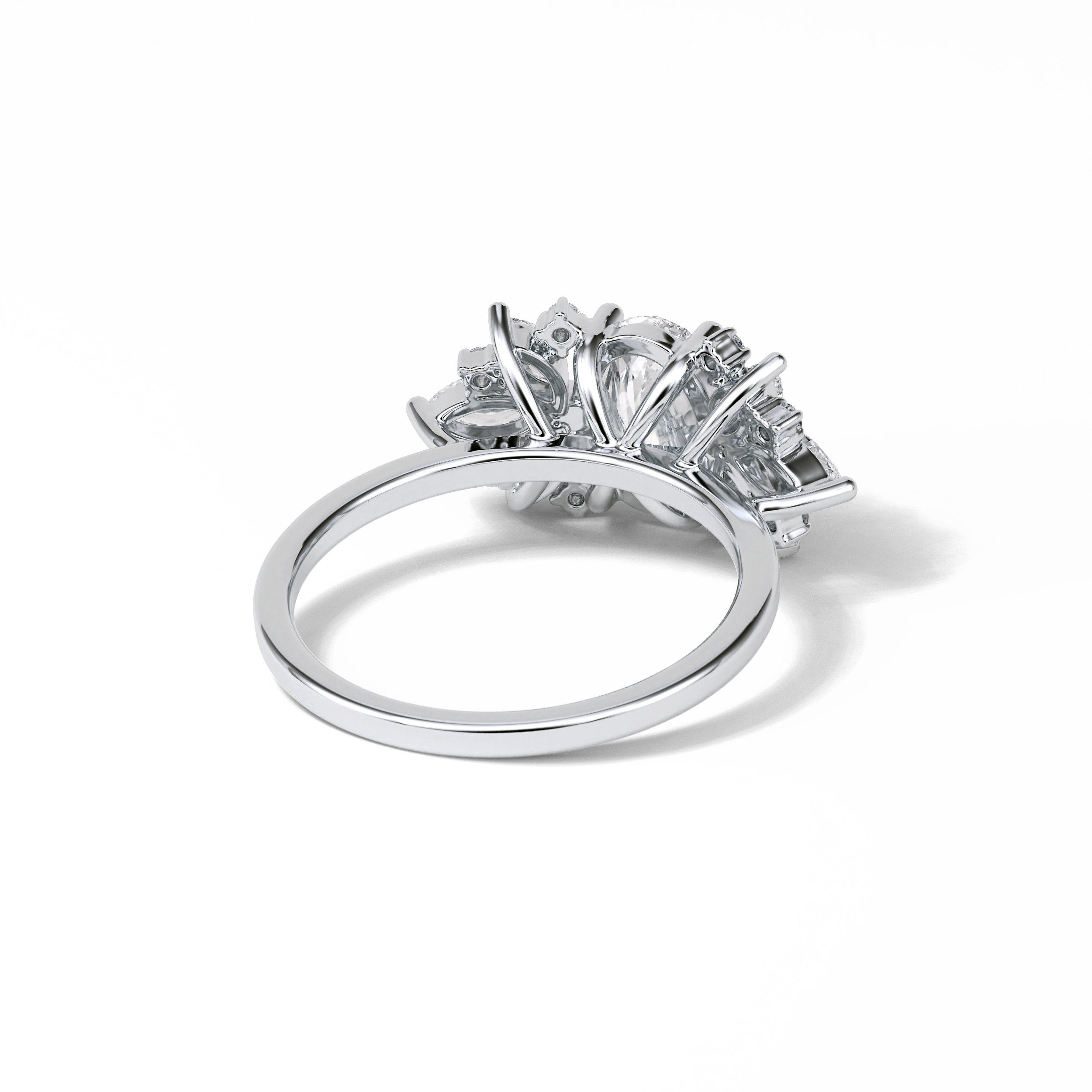 1.33 CT Oval Cut Cluster Style Moissanite Engagement Rings 3