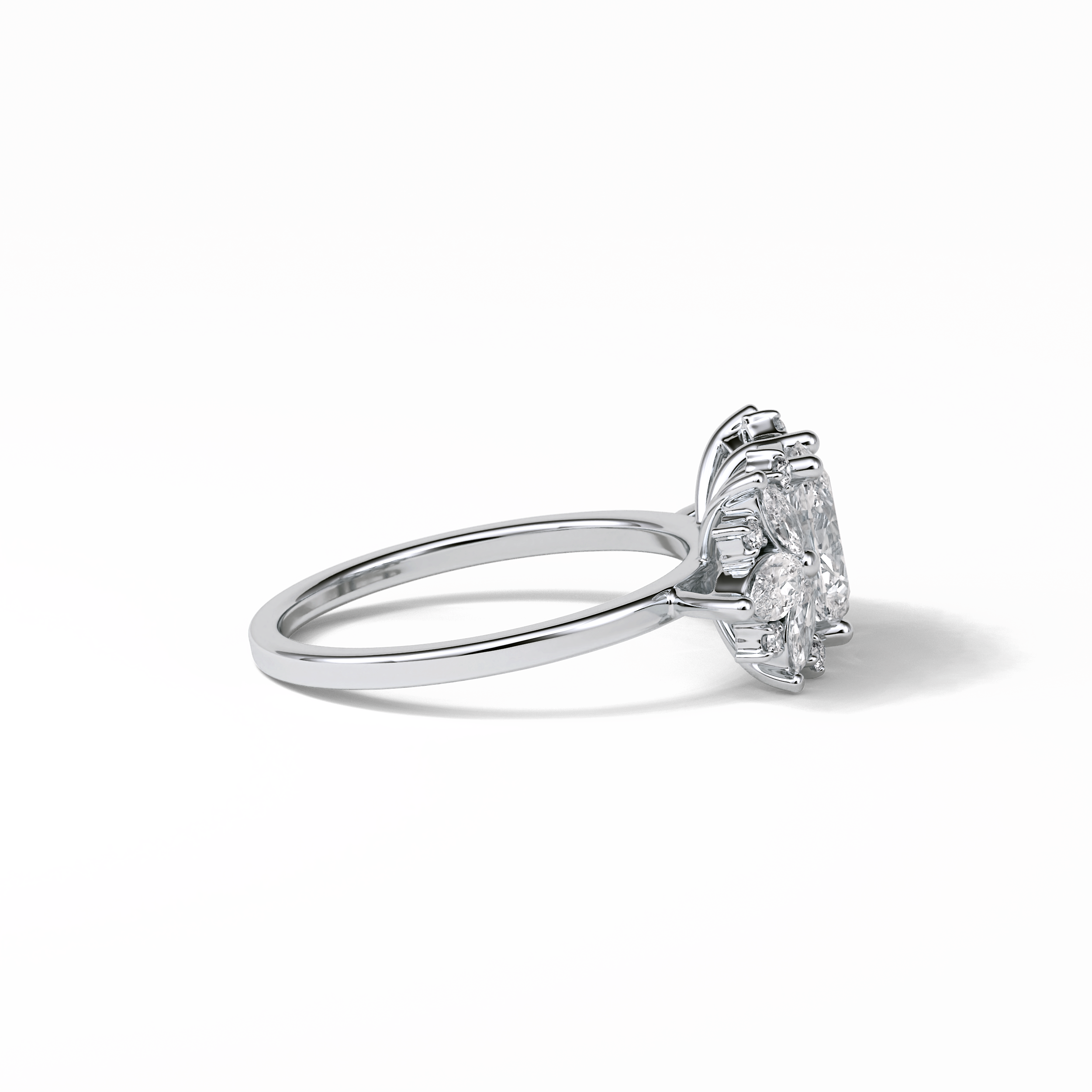 1.33 CT Oval Cut Cluster Style Moissanite Engagement Rings 4