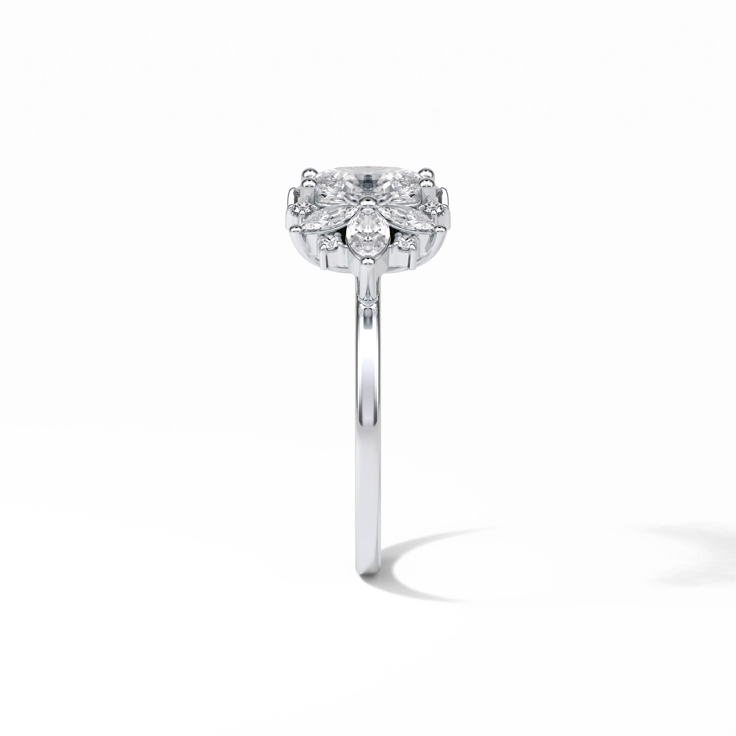 1.33 CT Oval Cut Cluster Style Moissanite Engagement Rings 5
