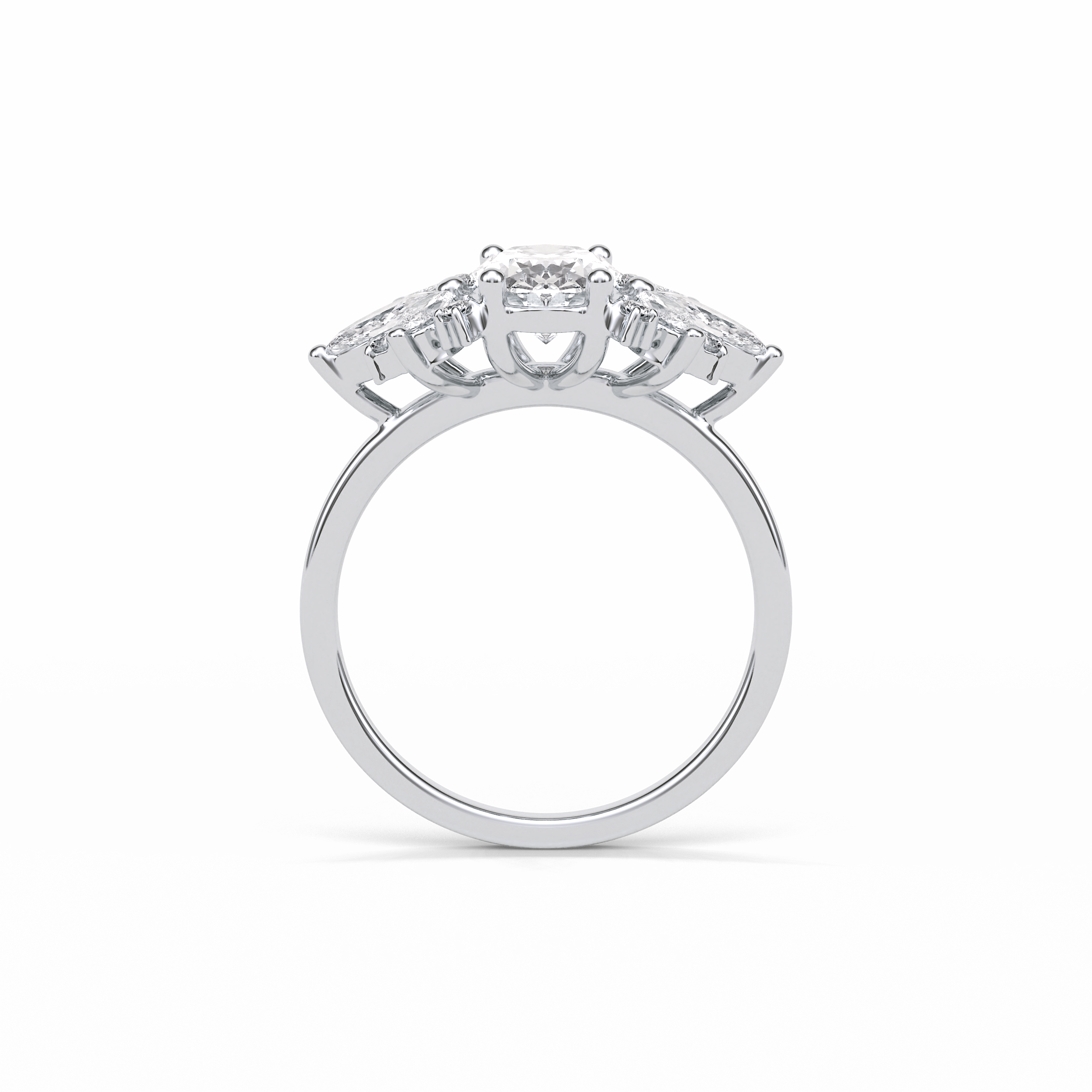1.33 CT Oval Cut Cluster Style Moissanite Engagement Rings 2