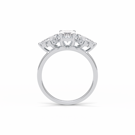 1.33 CT Oval Cut Cluster Style Moissanite Engagement Rings