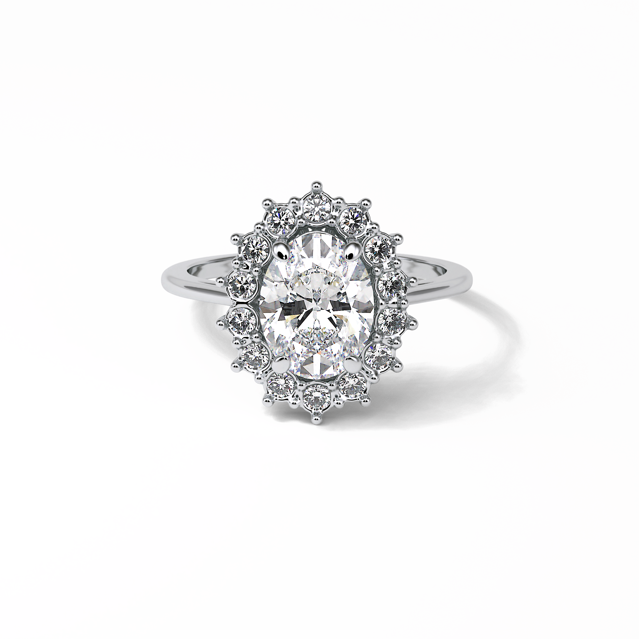 1.91 CT Oval Cut Halo Style Moissanite Engagement Ring 1