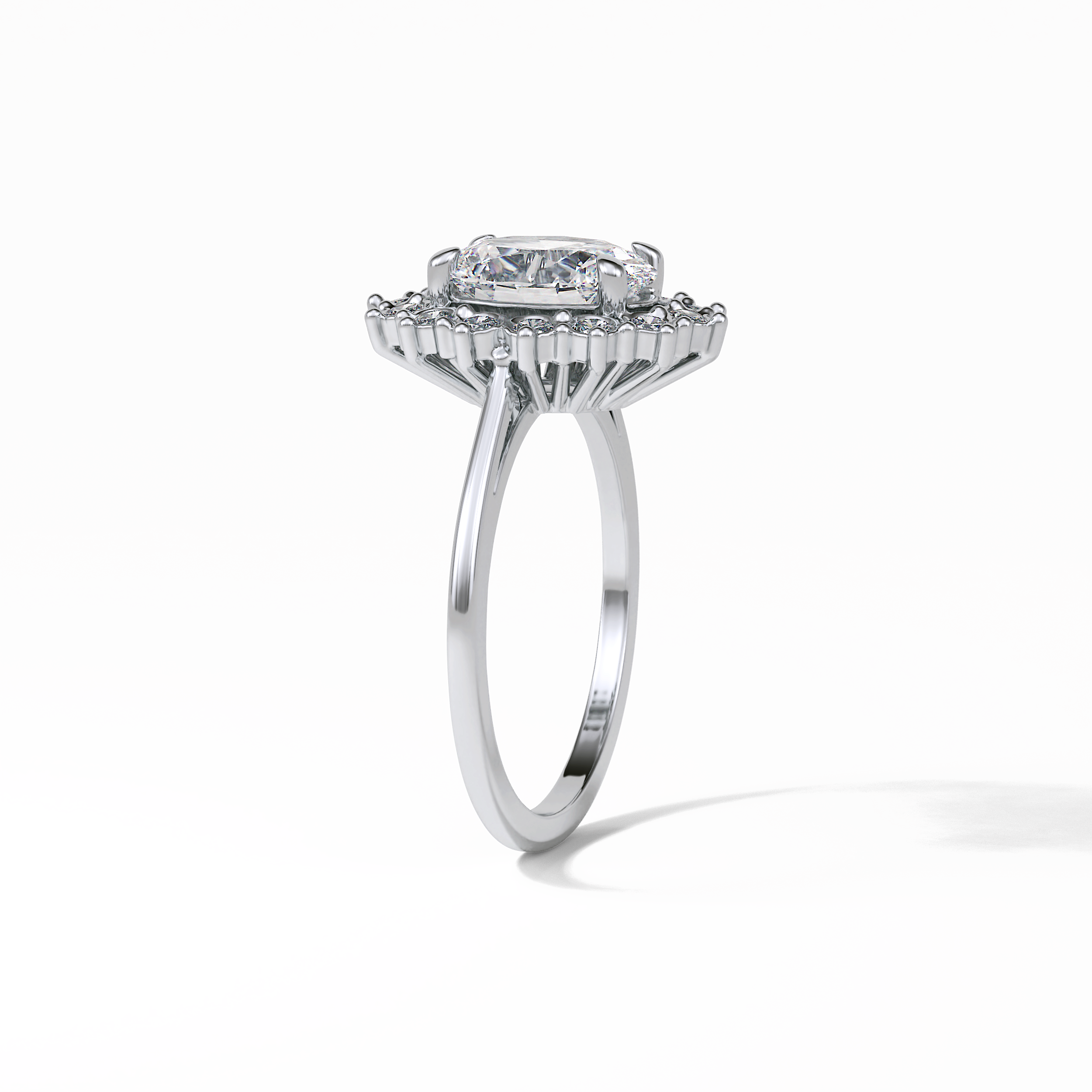 1.91 CT Oval Cut Halo Style Moissanite Engagement Ring 5