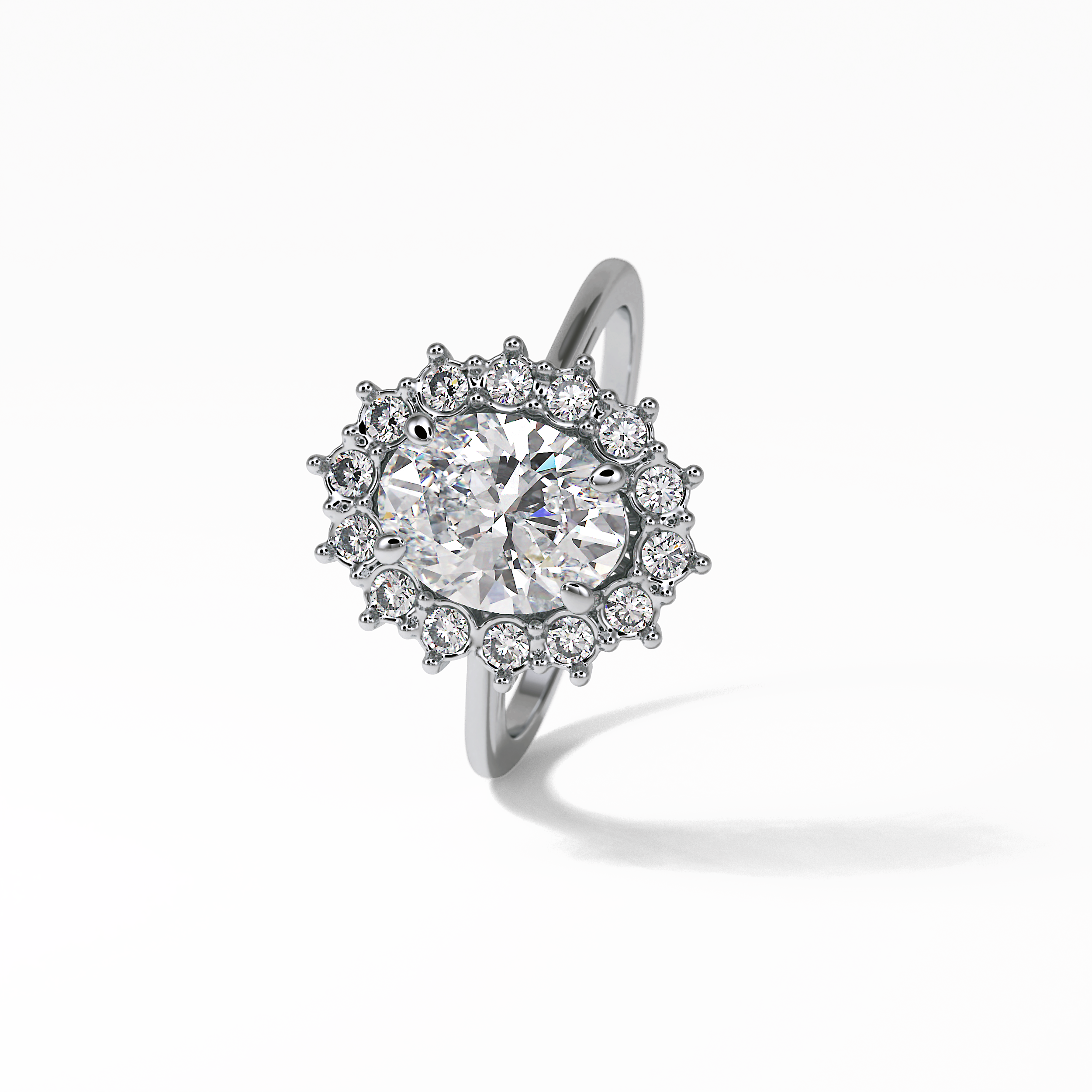 1.91 CT Oval Cut Halo Style Moissanite Engagement Ring 2
