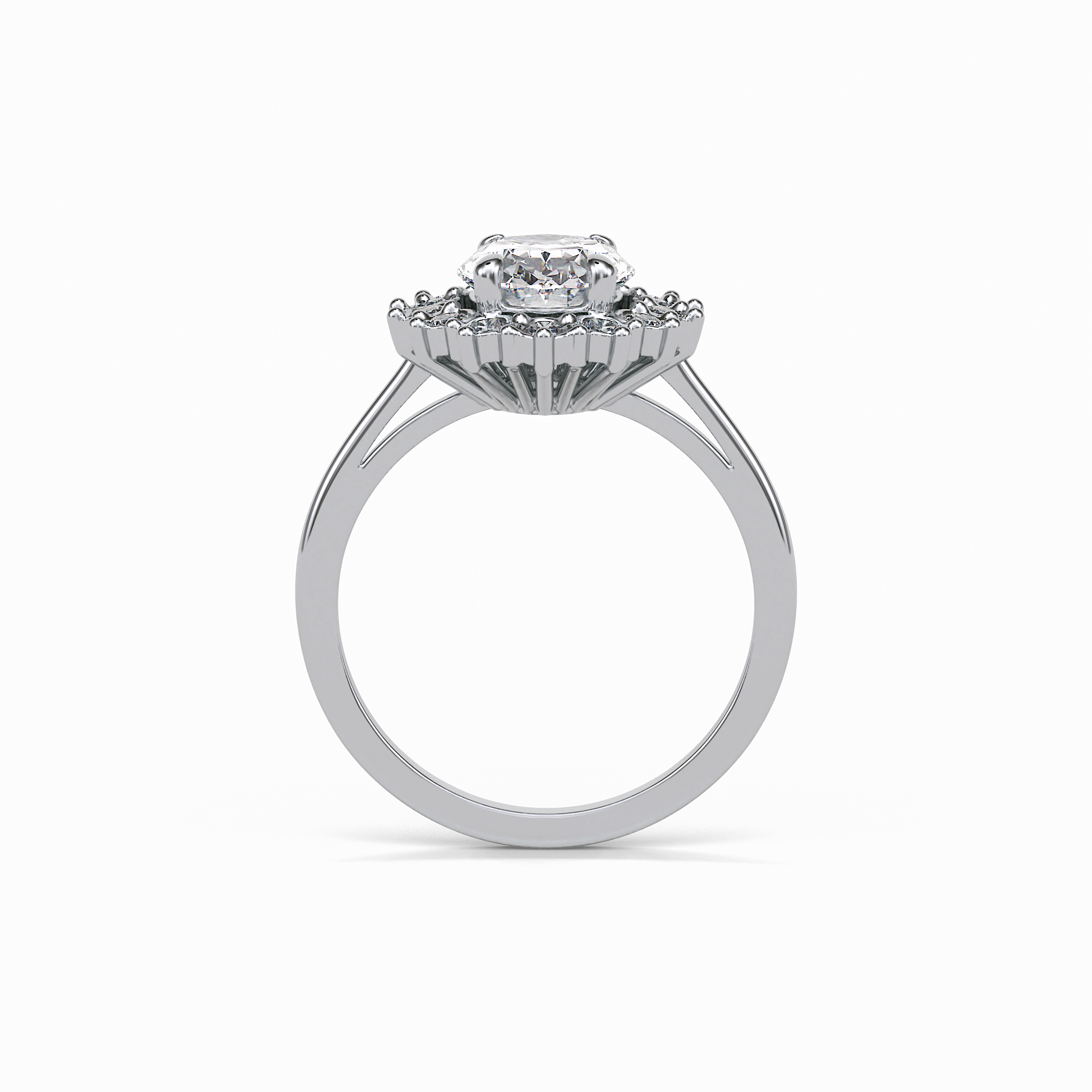 1.91 CT Oval Cut Halo Style Moissanite Engagement Ring 7