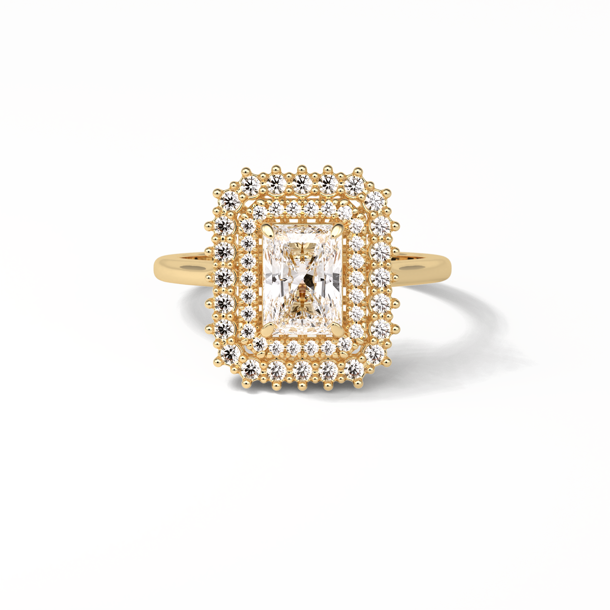 1.05 CT Radiant Cut Double Halo Style Moissanite Engagement Ring 8