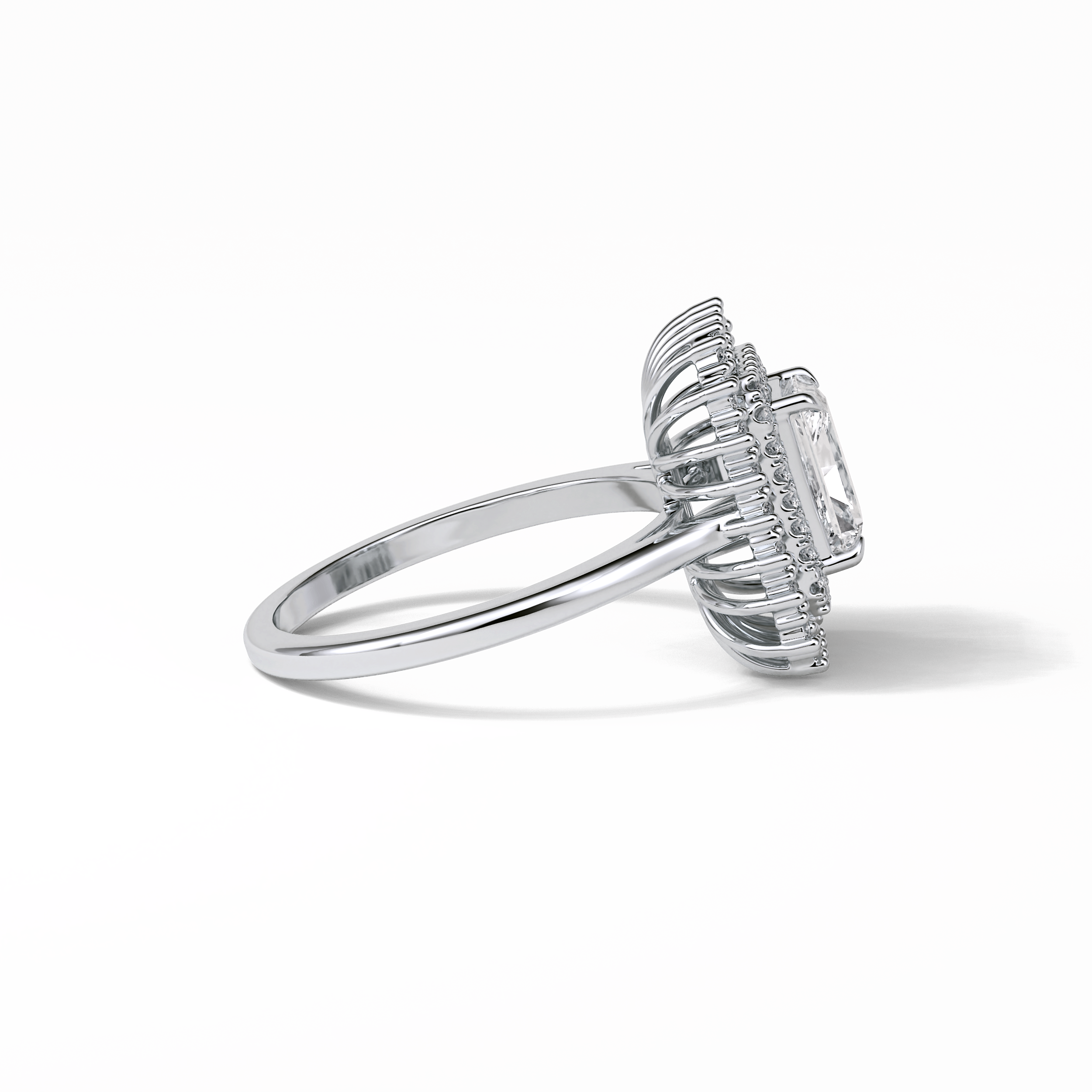 1.05 CT Radiant Cut Double Halo Style Moissanite Engagement Ring 4