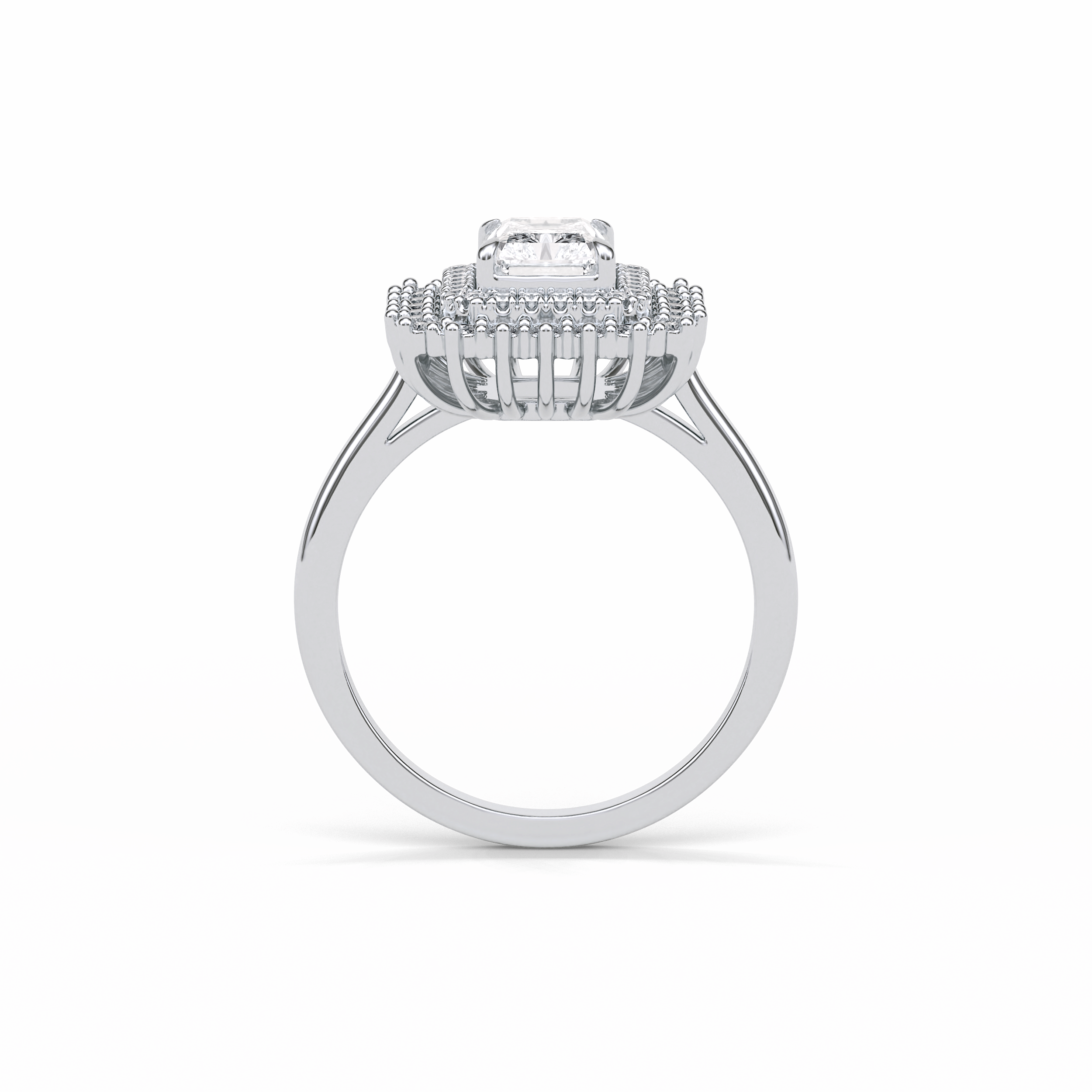1.05 CT Radiant Cut Double Halo Style Moissanite Engagement Ring 2