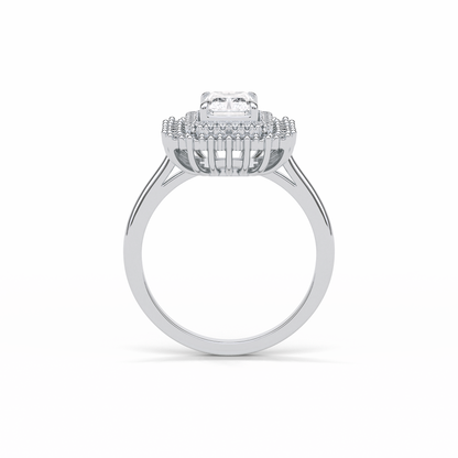 1.05 CT Radiant Cut Double Halo Style Moissanite Engagement Ring