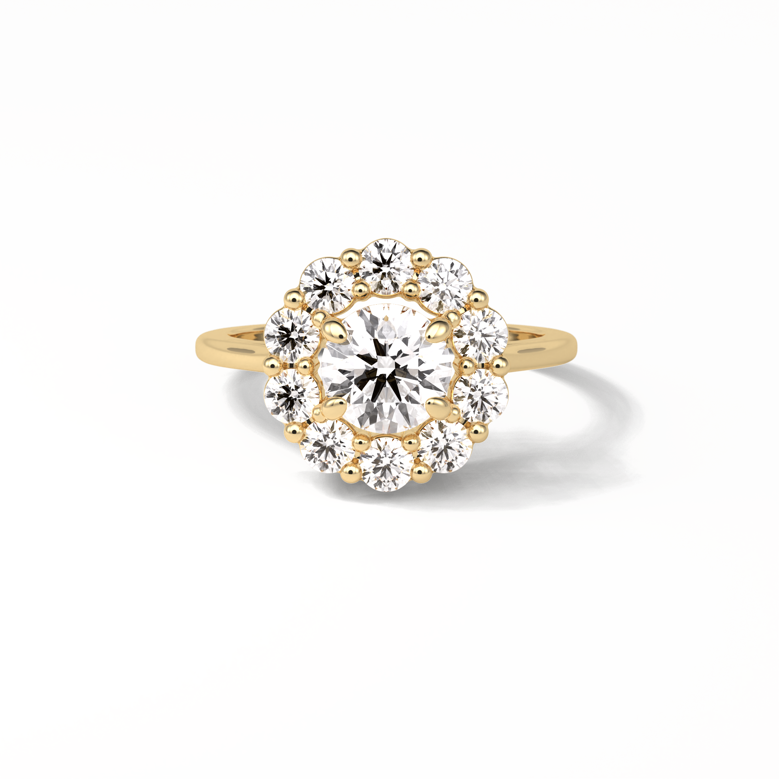 1.0 CT Round Cut Halo Style Moissanite Engagement Ring 17
