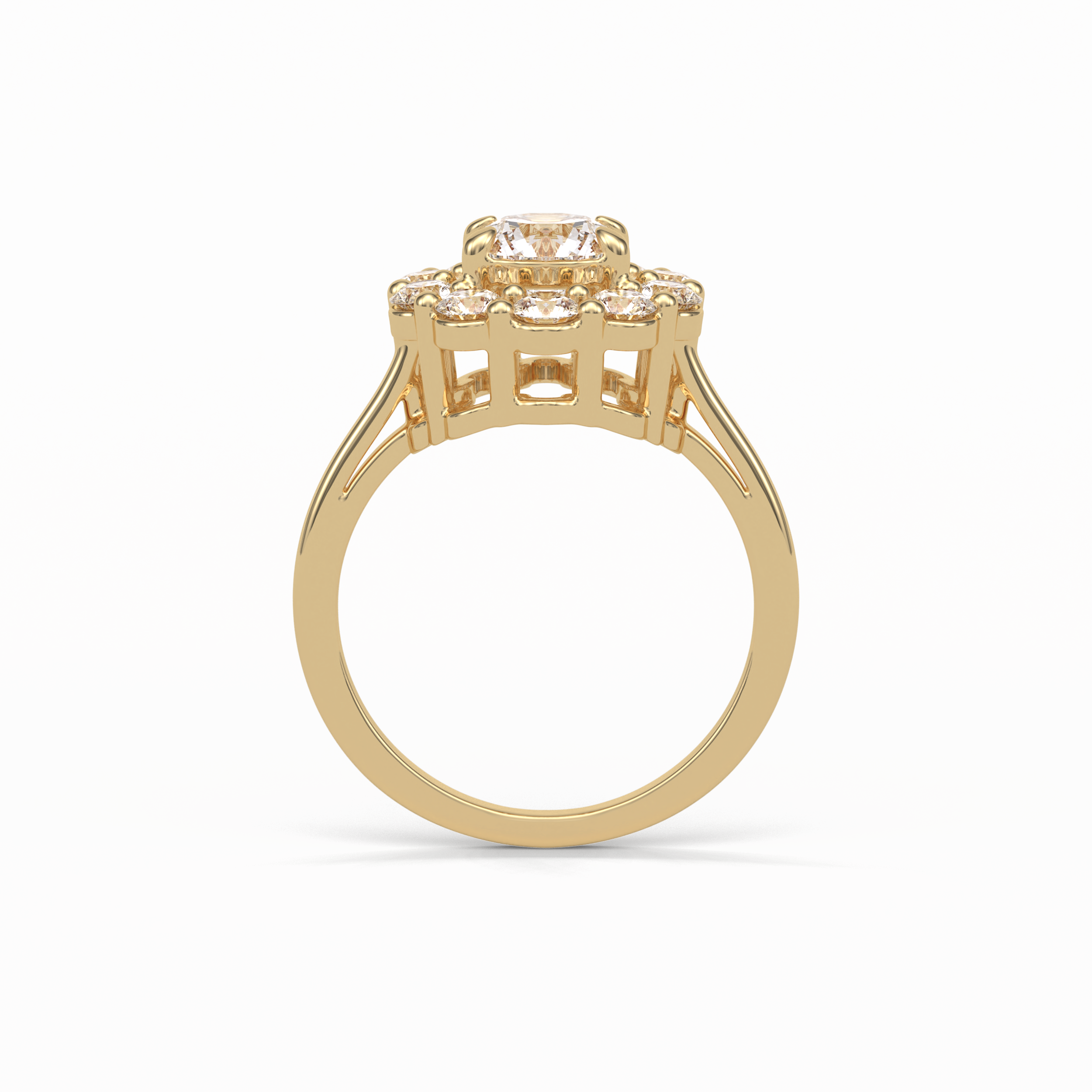 1.0 CT Round Cut Halo Style Moissanite Engagement Ring 10