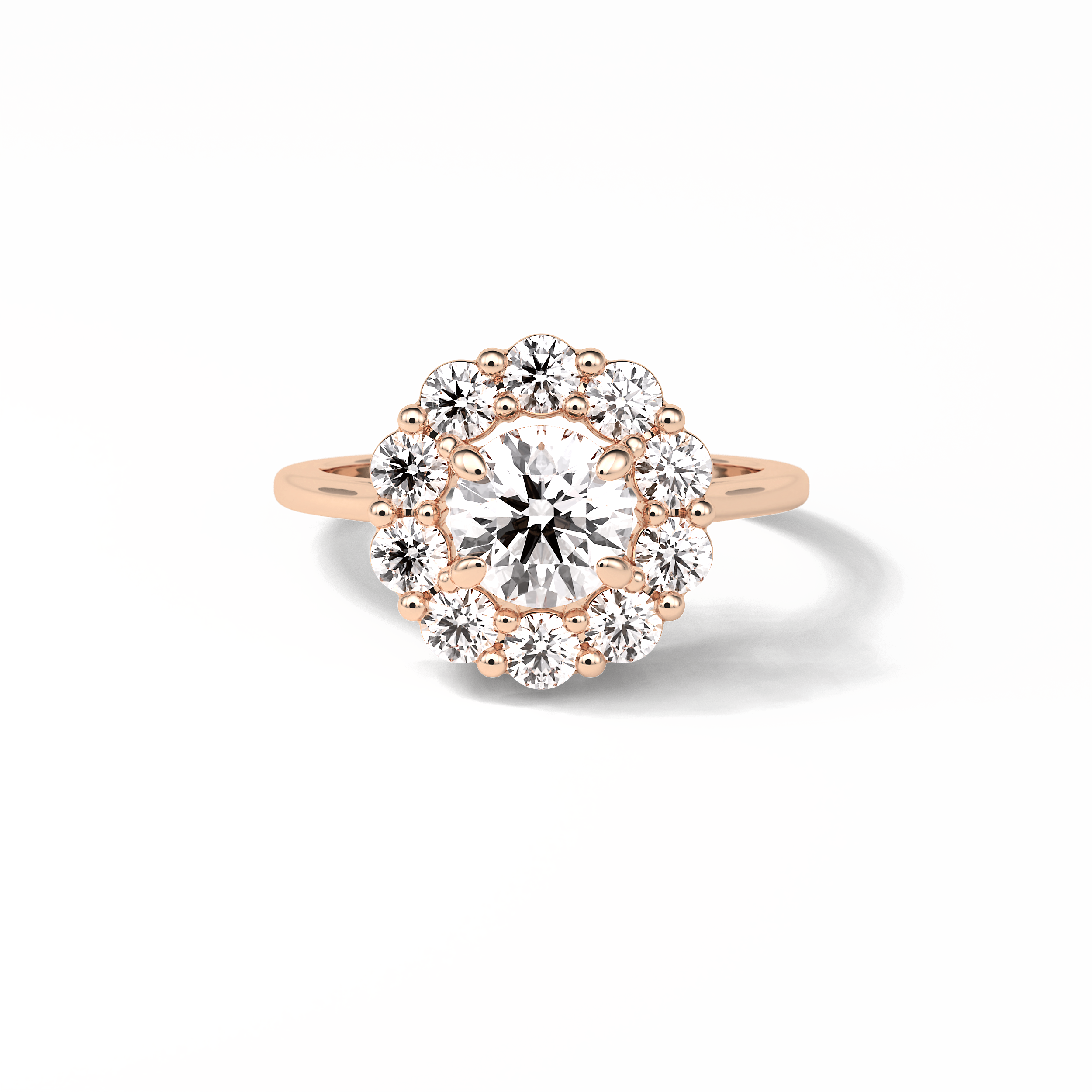 1.0 CT Round Cut Halo Style Moissanite Engagement Ring 11