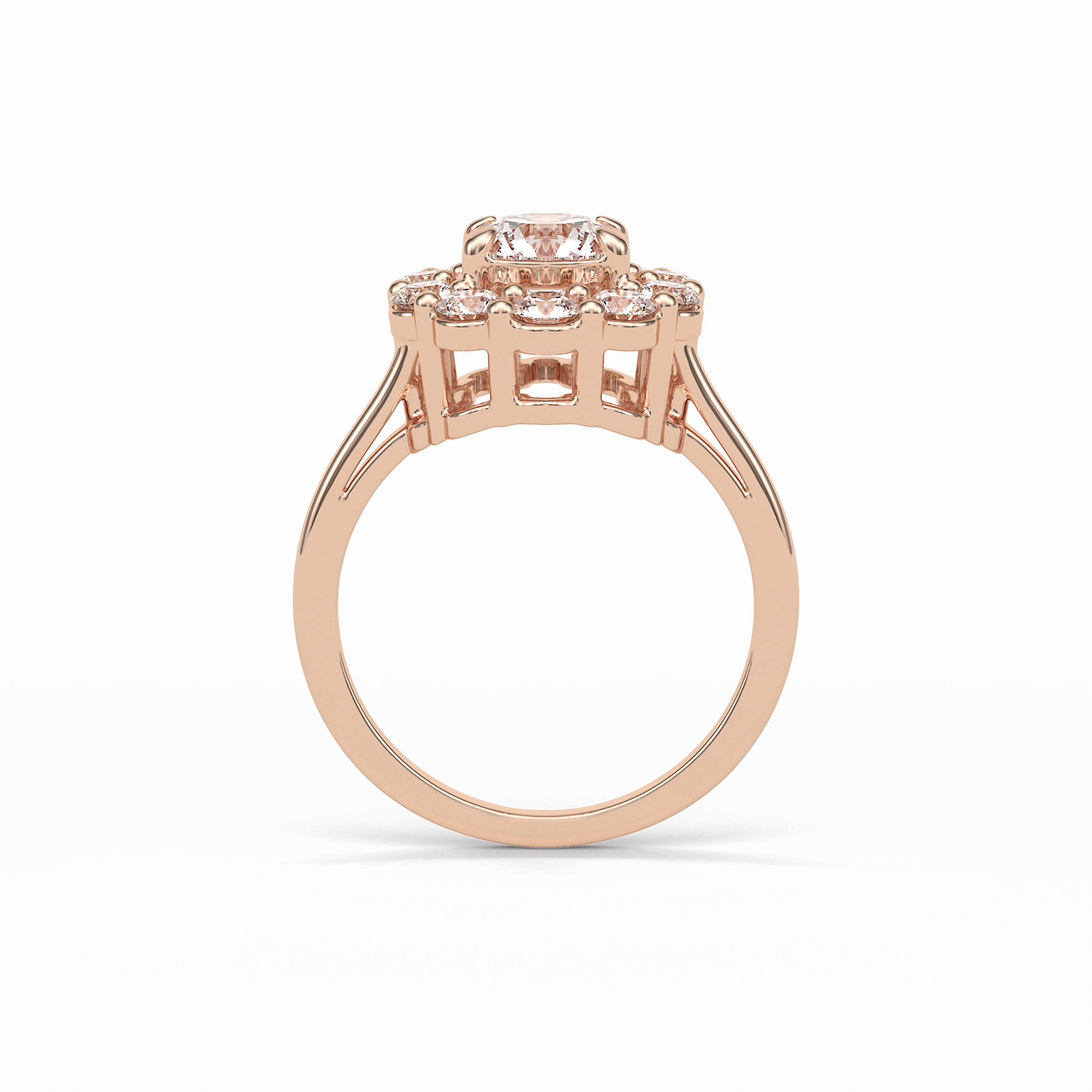1.0 CT Round Cut Halo Style Moissanite Engagement Ring 8