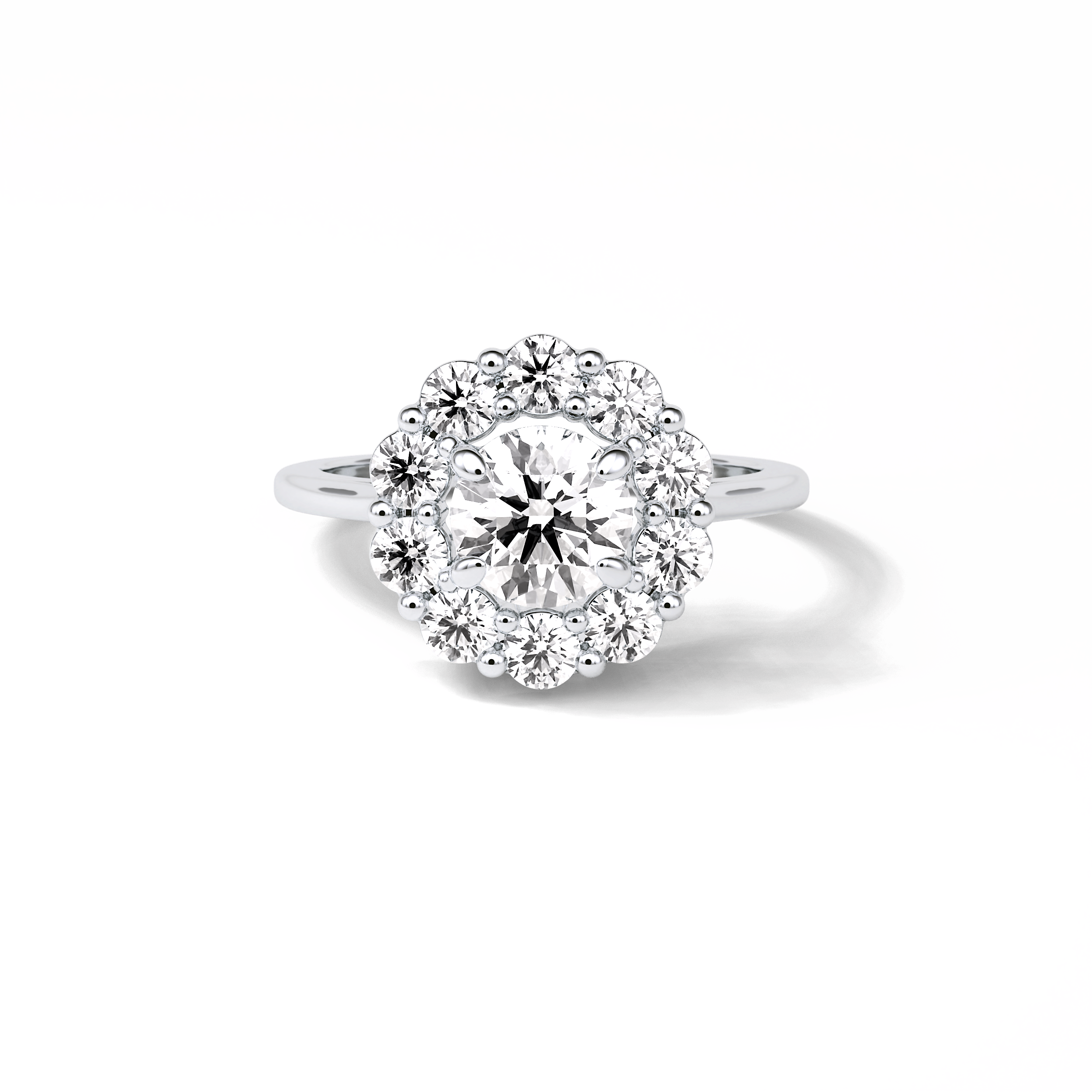 1.0 CT Round Cut Halo Style Moissanite Engagement Ring 1