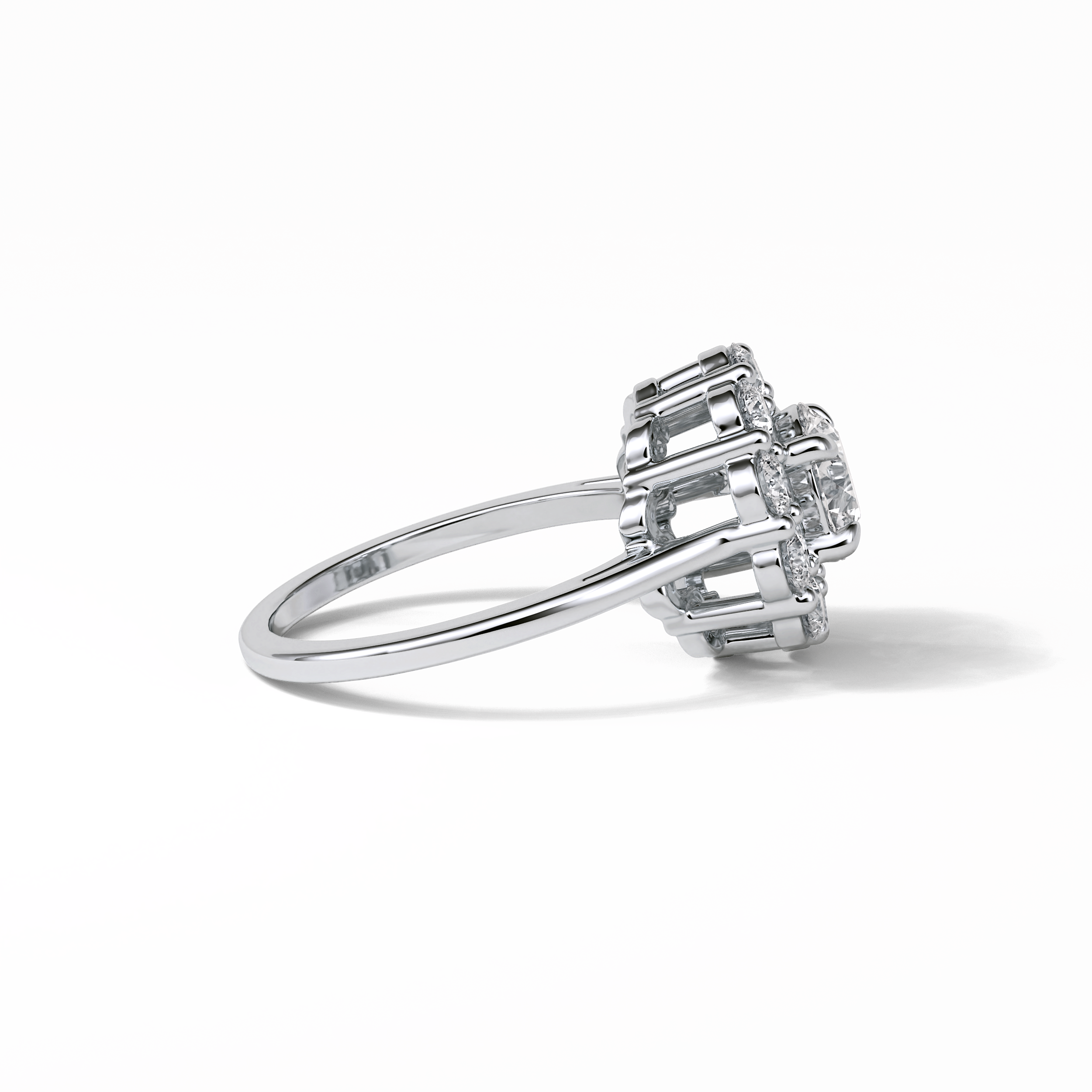 1.0 CT Round Cut Halo Style Moissanite Engagement Ring 7