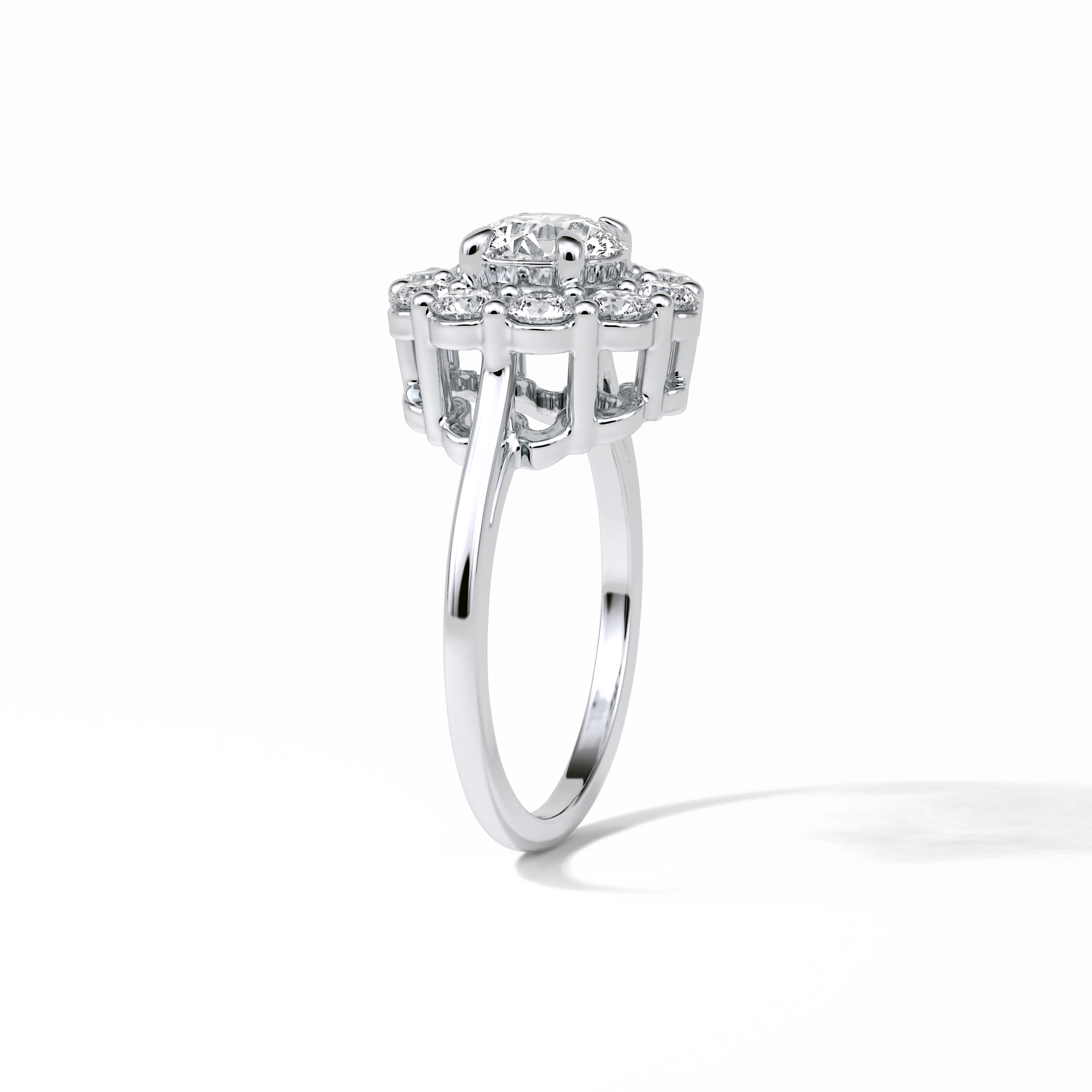1.0 CT Round Cut Halo Style Moissanite Engagement Ring 2