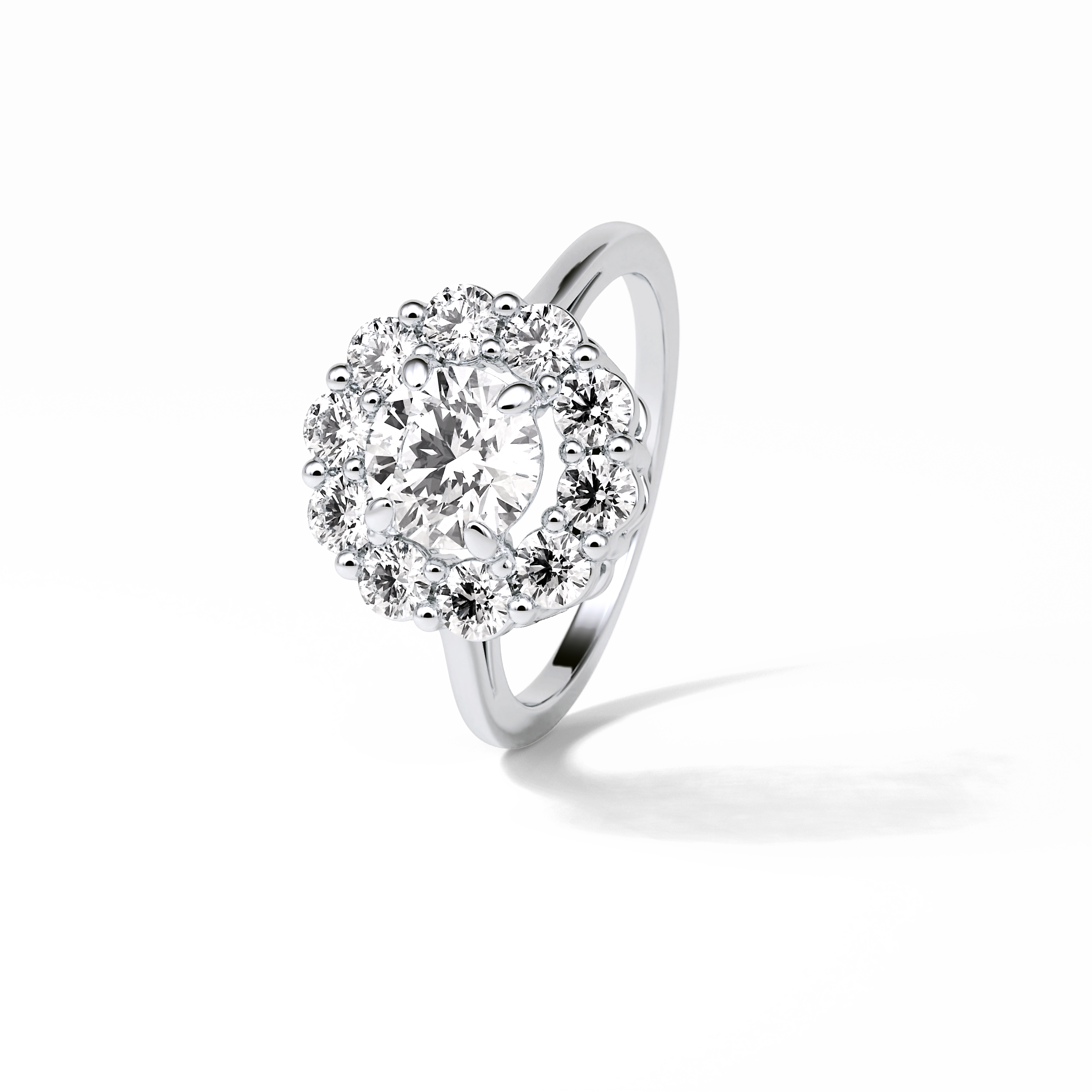 1.0 CT Round Cut Halo Style Moissanite Engagement Ring 3