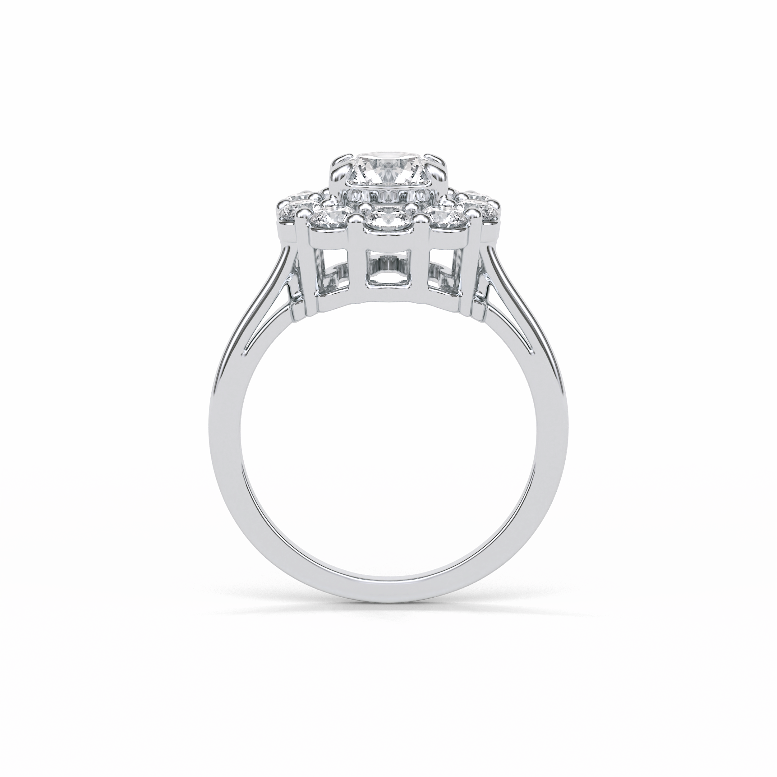 1.0 CT Round Cut Halo Style Moissanite Engagement Ring 4