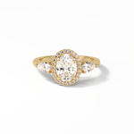 1.33 CT Oval Cut Halo & Three Stones Style Moissanite Engagement Ring 8