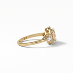 1.33 CT Oval Cut Halo & Three Stones Style Moissanite Engagement Ring 21