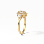 1.33 CT Oval Cut Halo & Three Stones Style Moissanite Engagement Ring 16