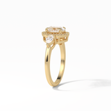 1.33 CT Oval Cut Halo & Three Stones Style Moissanite Engagement Ring 16