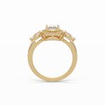 1.33 CT Oval Cut Halo & Three Stones Style Moissanite Engagement Ring 18