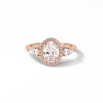 1.33 CT Oval Cut Halo & Three Stones Style Moissanite Engagement Ring 15