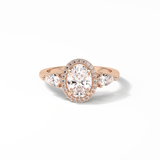 1.33 CT Oval Cut Halo & Three Stones Style Moissanite Engagement Ring 15
