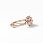 1.33 CT Oval Cut Halo & Three Stones Style Moissanite Engagement Ring 9