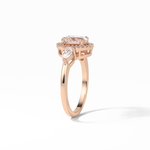 1.33 CT Oval Cut Halo & Three Stones Style Moissanite Engagement Ring 11