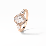 1.33 CT Oval Cut Halo & Three Stones Style Moissanite Engagement Ring 12