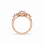 1.33 CT Oval Cut Halo & Three Stones Style Moissanite Engagement Ring 13
