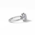 1.33 CT Oval Cut Halo & Three Stones Style Moissanite Engagement Ring 3