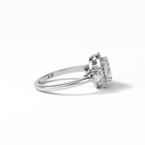 1.33 CT Oval Cut Halo & Three Stones Style Moissanite Engagement Ring 3