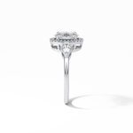 1.33 CT Oval Cut Halo & Three Stones Style Moissanite Engagement Ring 4