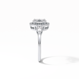 1.33 CT Oval Cut Halo & Three Stones Style Moissanite Engagement Ring 4