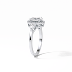 1.33 CT Oval Cut Halo & Three Stones Style Moissanite Engagement Ring 5