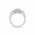 1.33 CT Oval Cut Halo & Three Stones Style Moissanite Engagement Ring 7