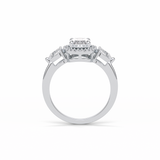 1.33 CT Oval Cut Halo & Three Stones Style Moissanite Engagement Ring 7