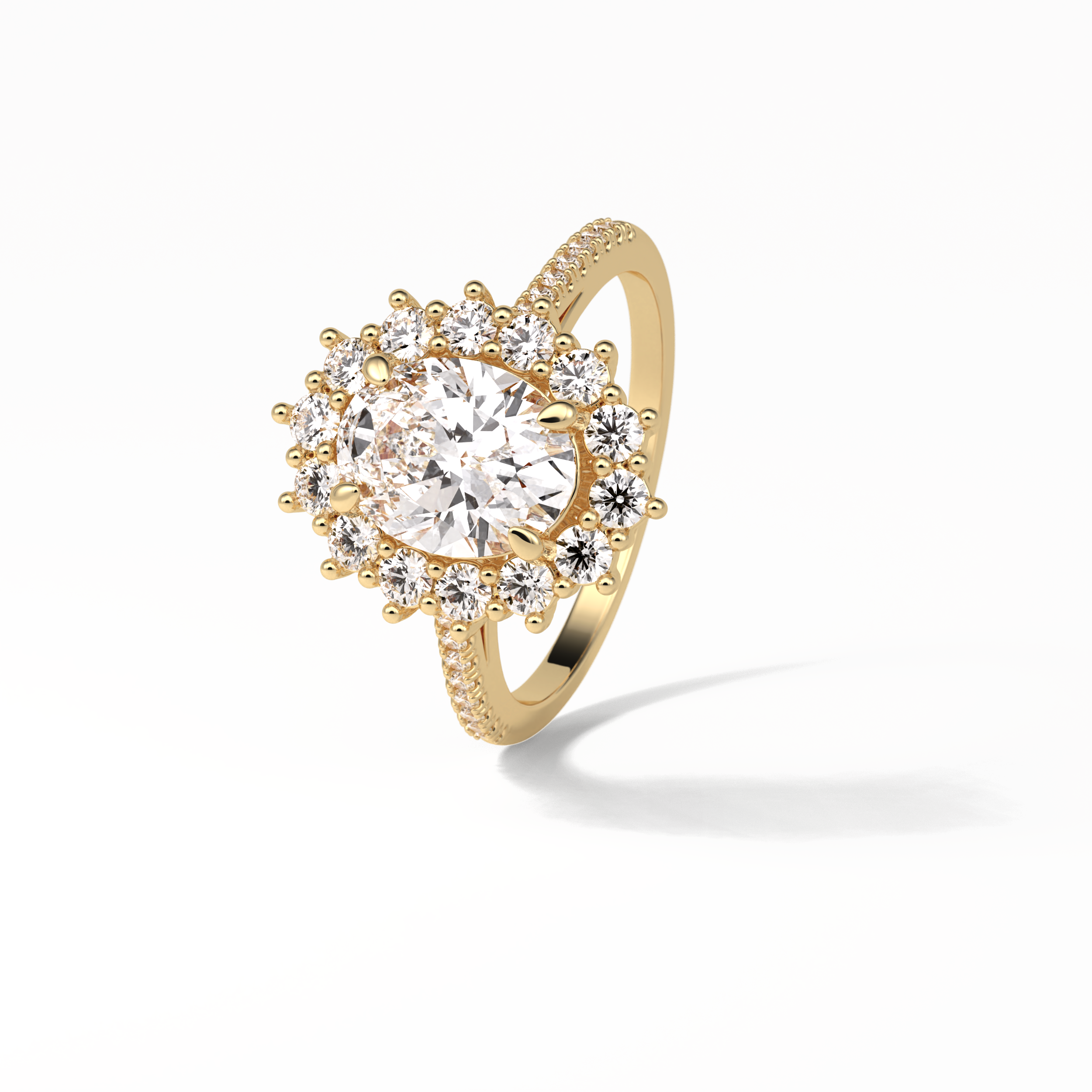 1.91 CT Oval Cut Halo Moissanite Engagement Ring 31