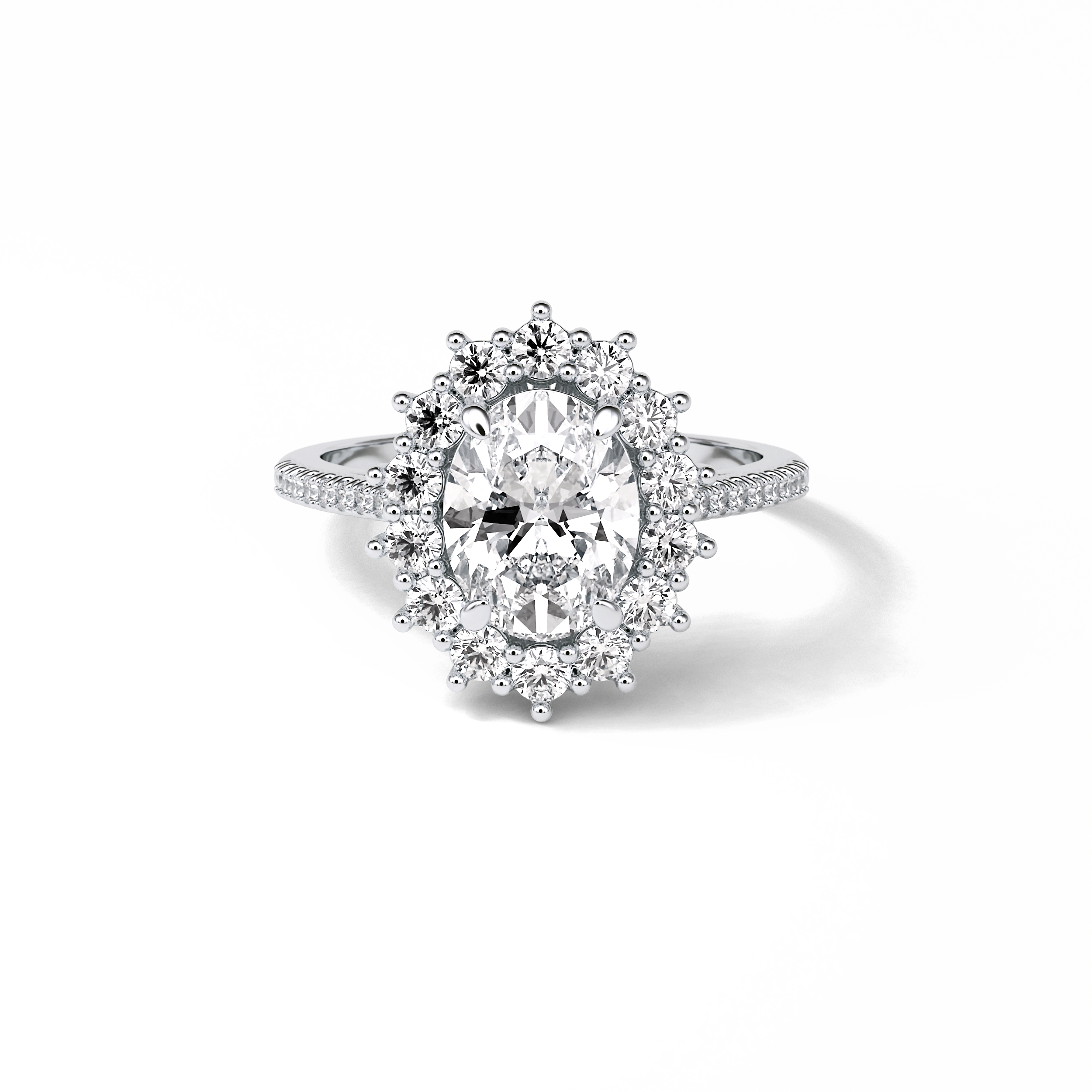 1.91 CT Oval Cut Halo Moissanite Engagement Ring 1