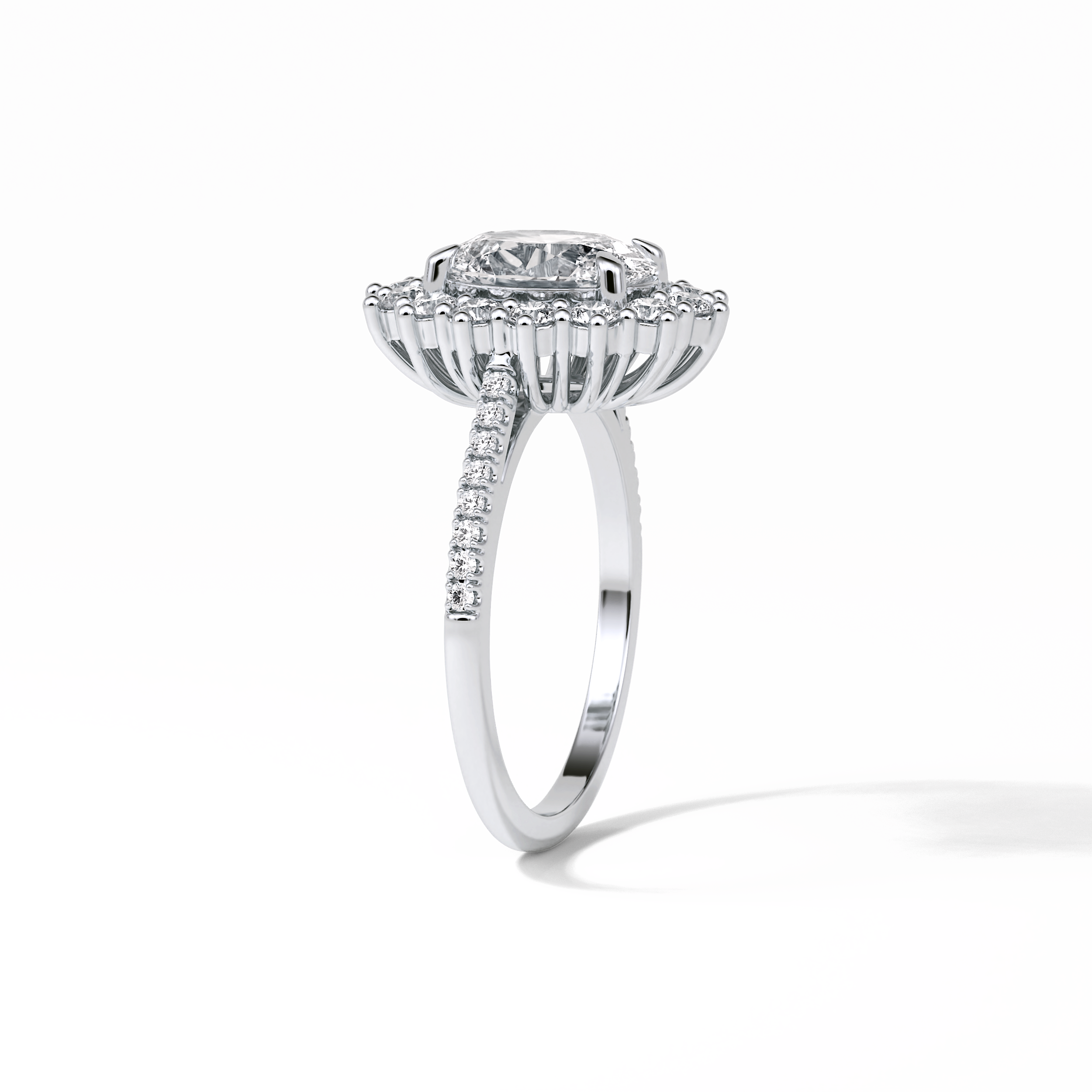 1.91 CT Oval Cut Halo Moissanite Engagement Ring 26