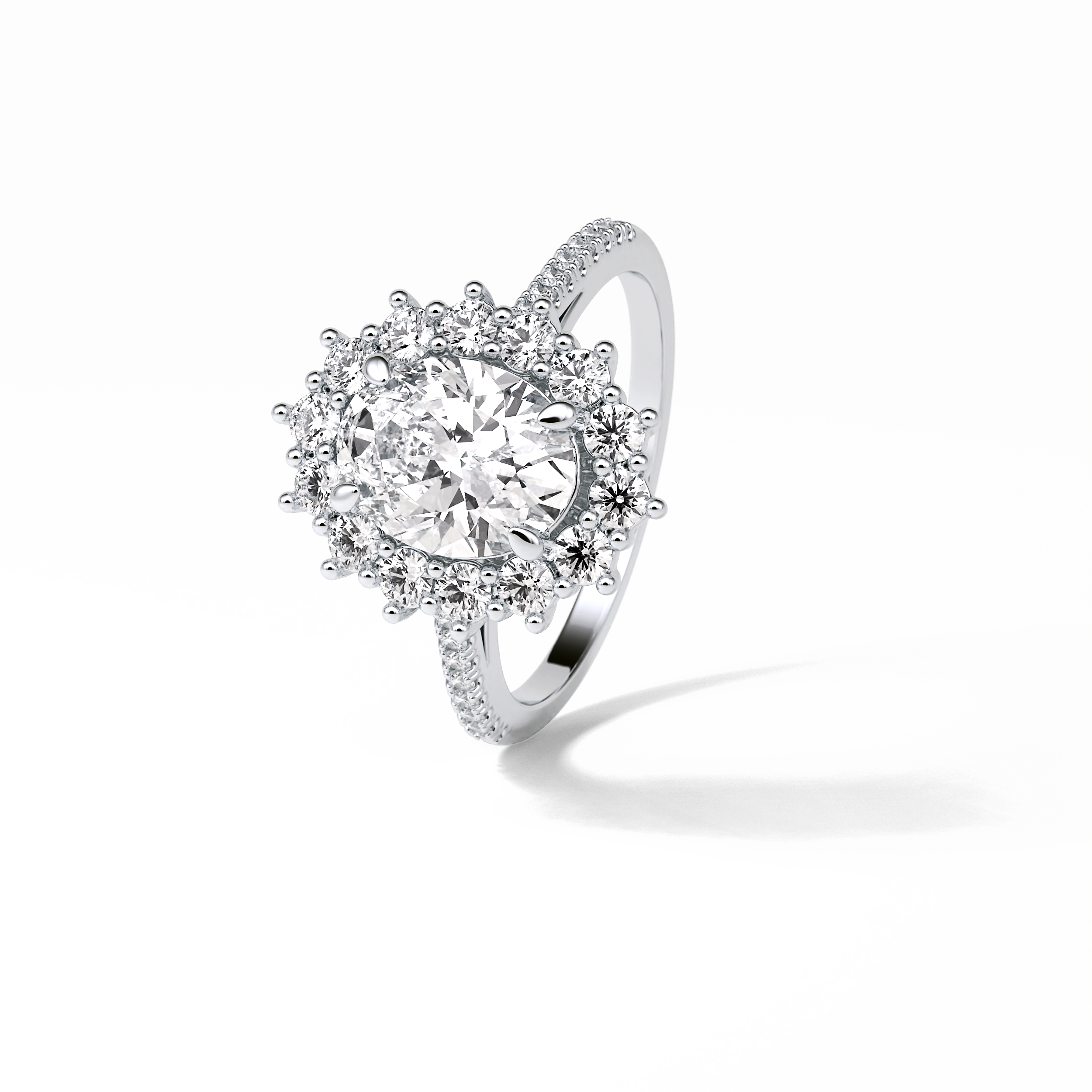 1.91 CT Oval Cut Halo Moissanite Engagement Ring 27