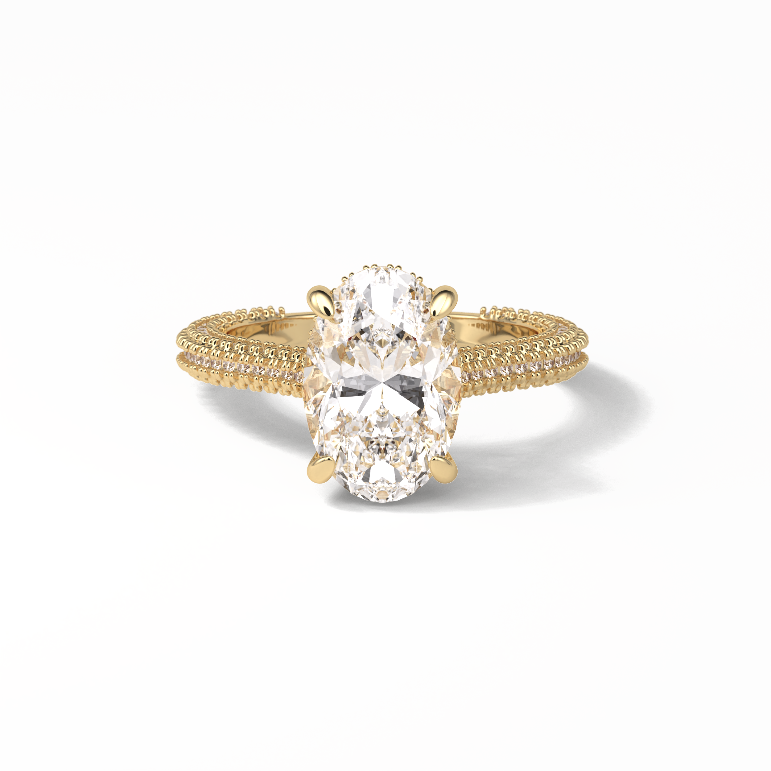 4.0 CT Oval Cut Pave & Hidden Halo Style Moissanite Engagement Ring 8