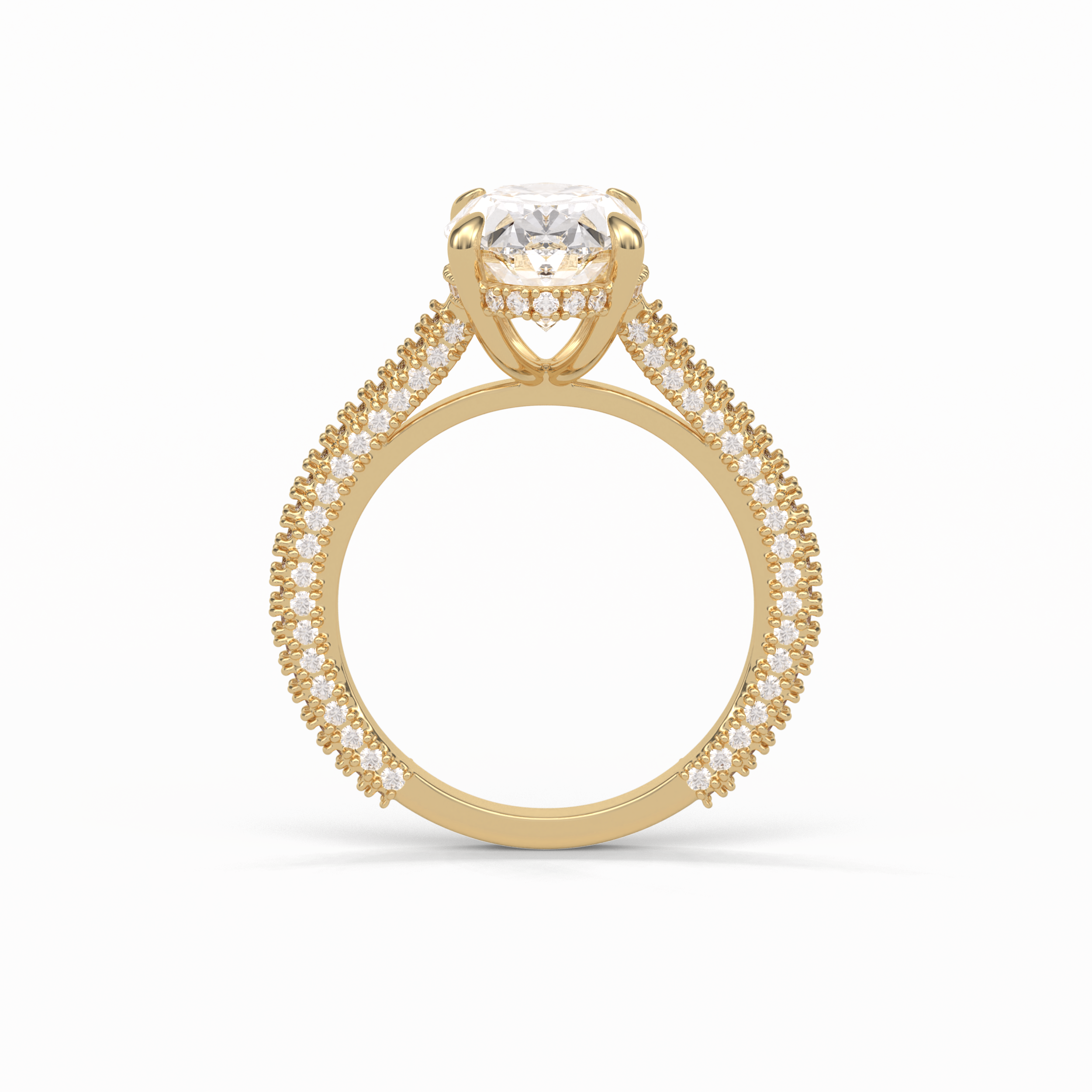 4.0 CT Oval Cut Pave & Hidden Halo Style Moissanite Engagement Ring 17
