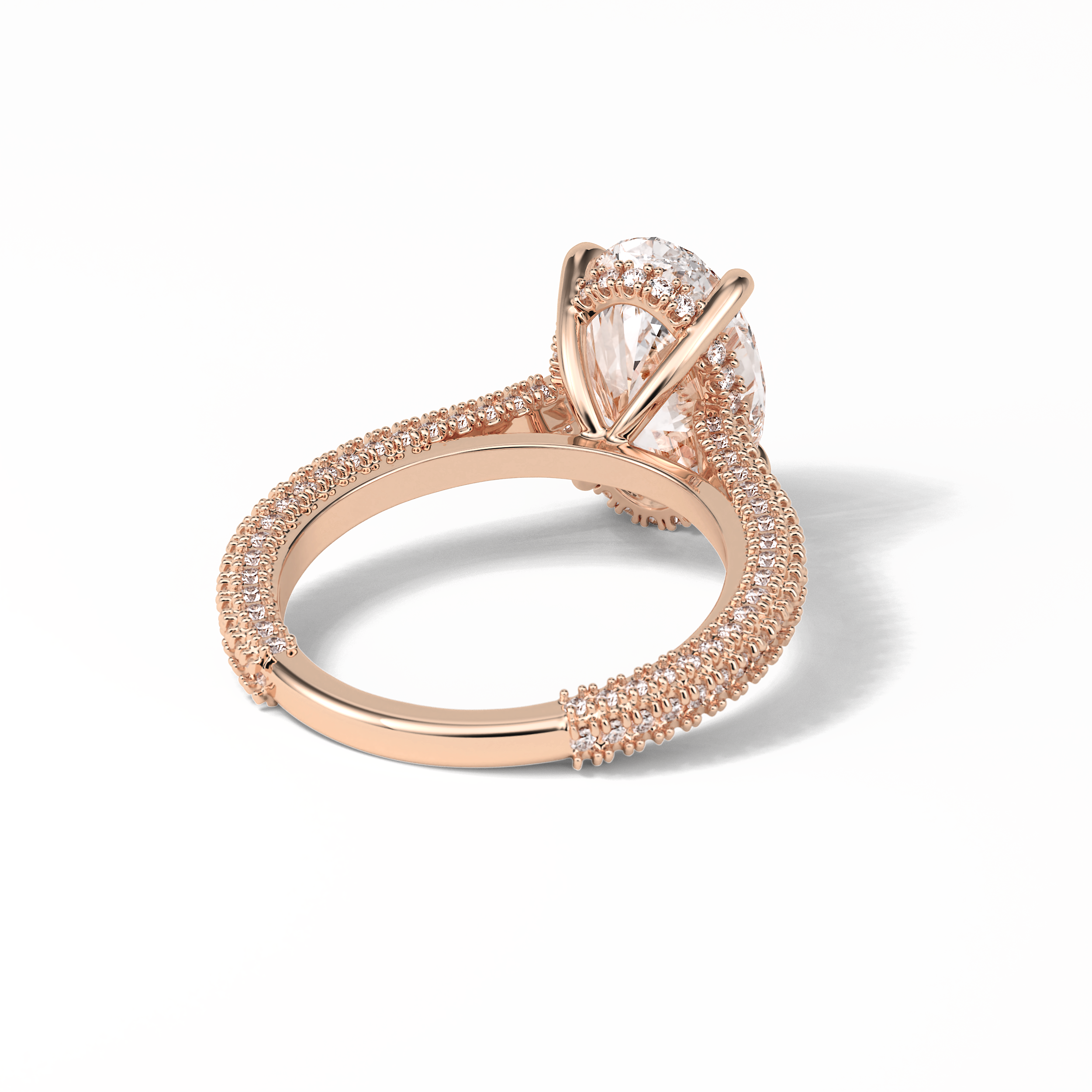 4.0 CT Oval Cut Pave & Hidden Halo Style Moissanite Engagement Ring 18