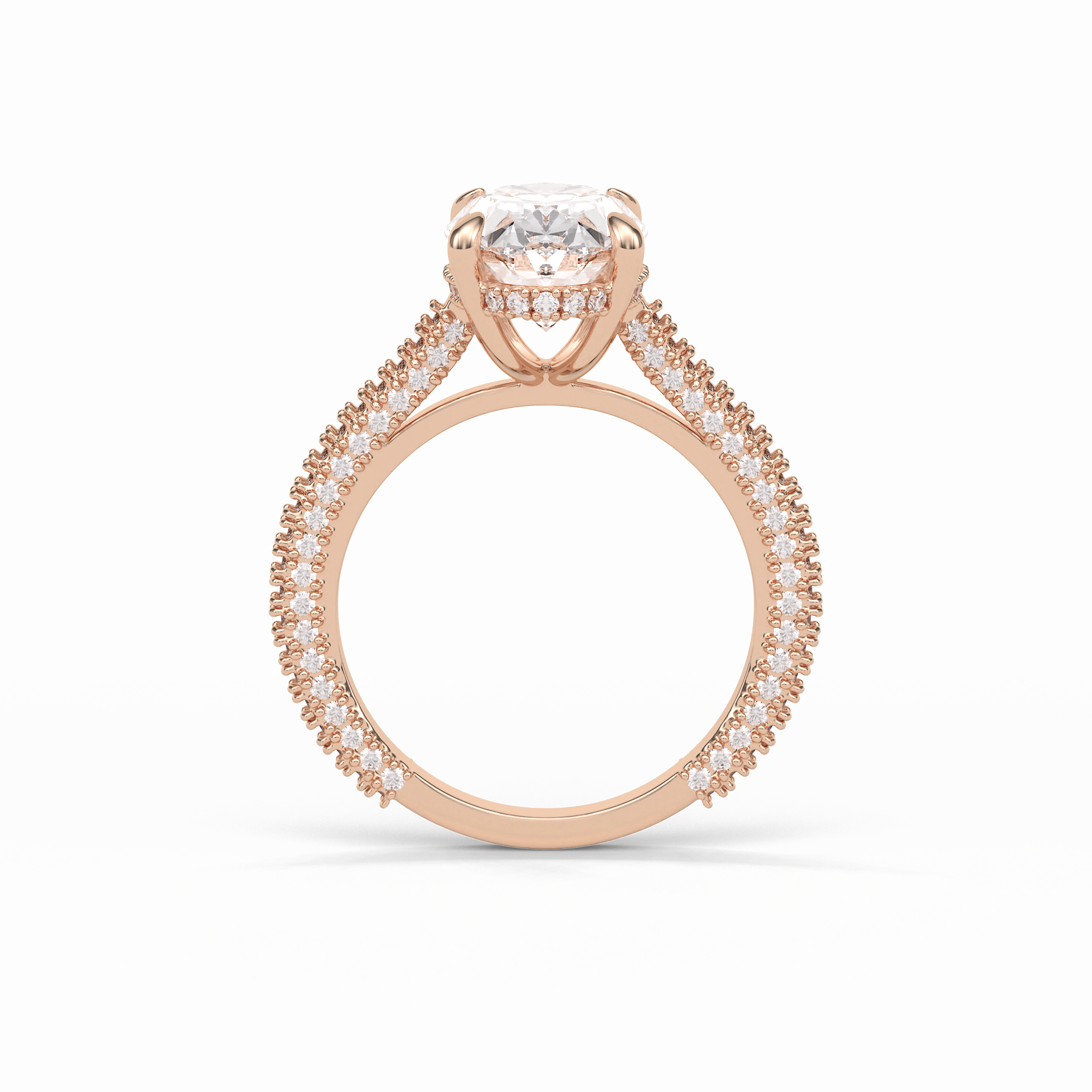4.0 CT Oval Cut Pave & Hidden Halo Style Moissanite Engagement Ring 13