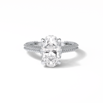 4.0 CT Oval Cut Pave & Hidden Halo Style Moissanite Engagement Ring 1