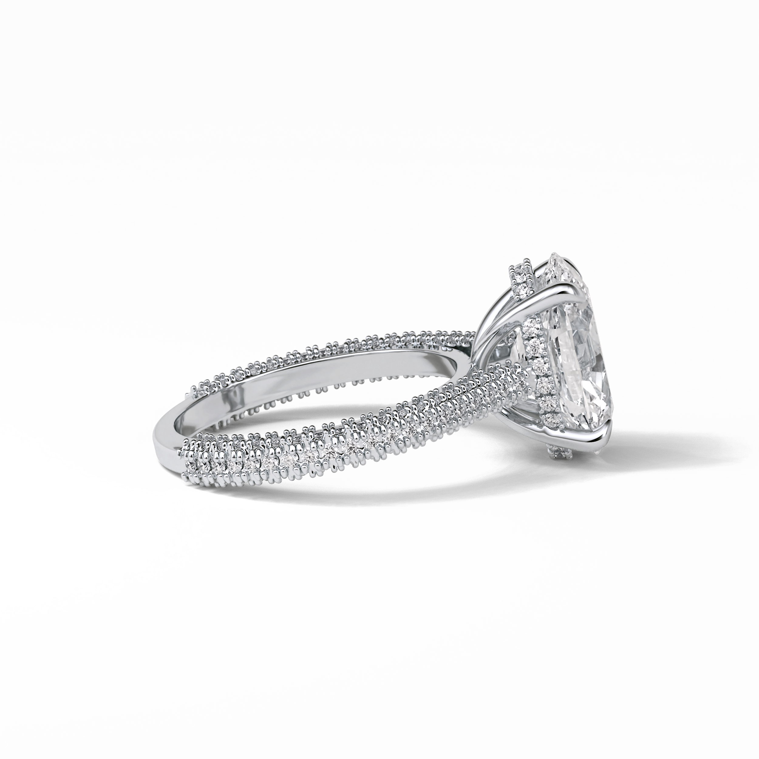 4.0 CT Oval Cut Pave & Hidden Halo Style Moissanite Engagement Ring 3